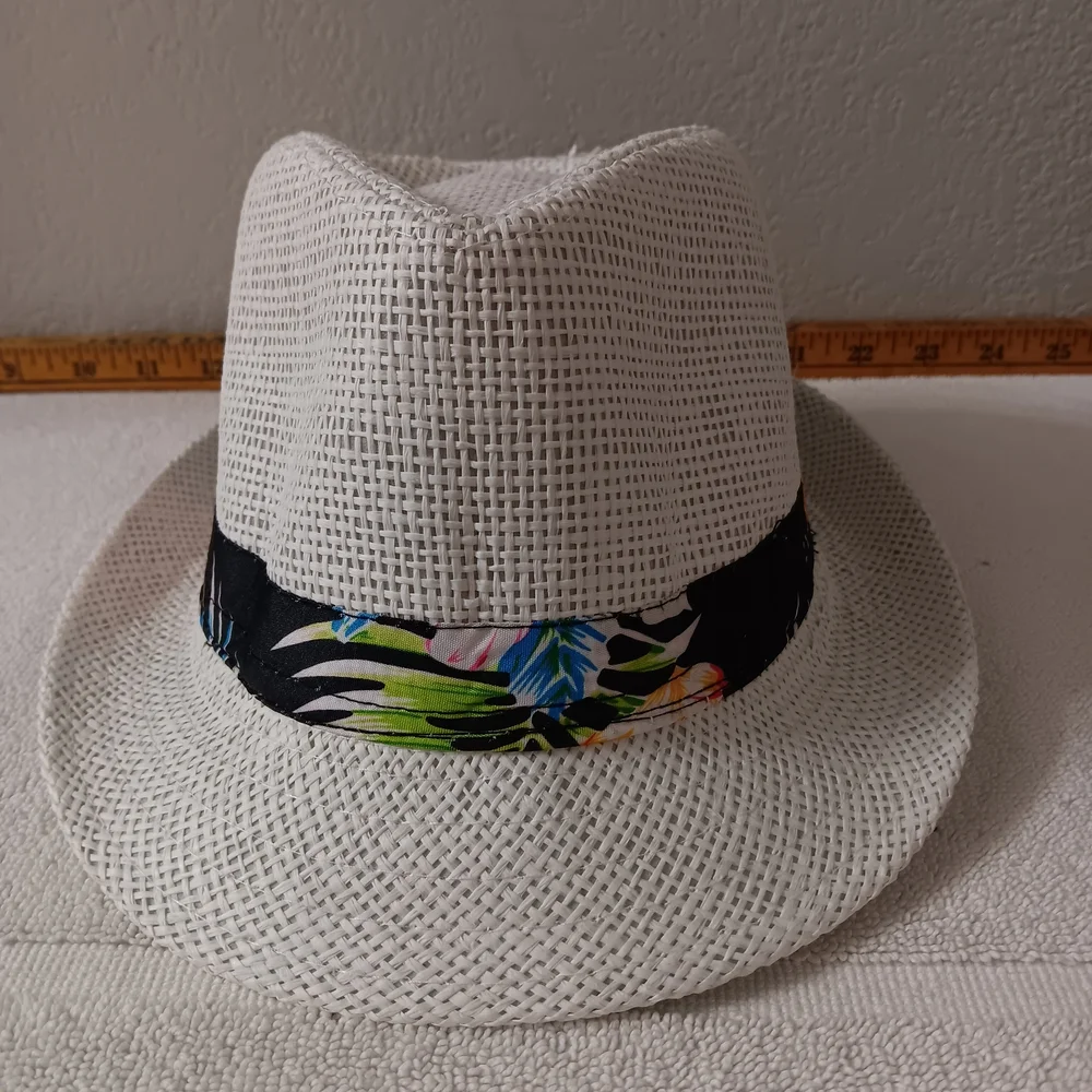 White Fedora with Tropical Band